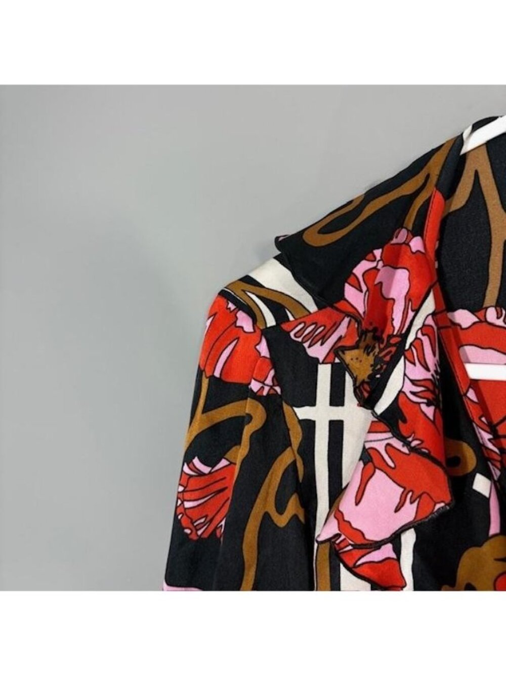 Trina Turk Blouse Womens Medium Multicolor Floral Silk V Neck Long Sleeve Top - Picture 2 of 11